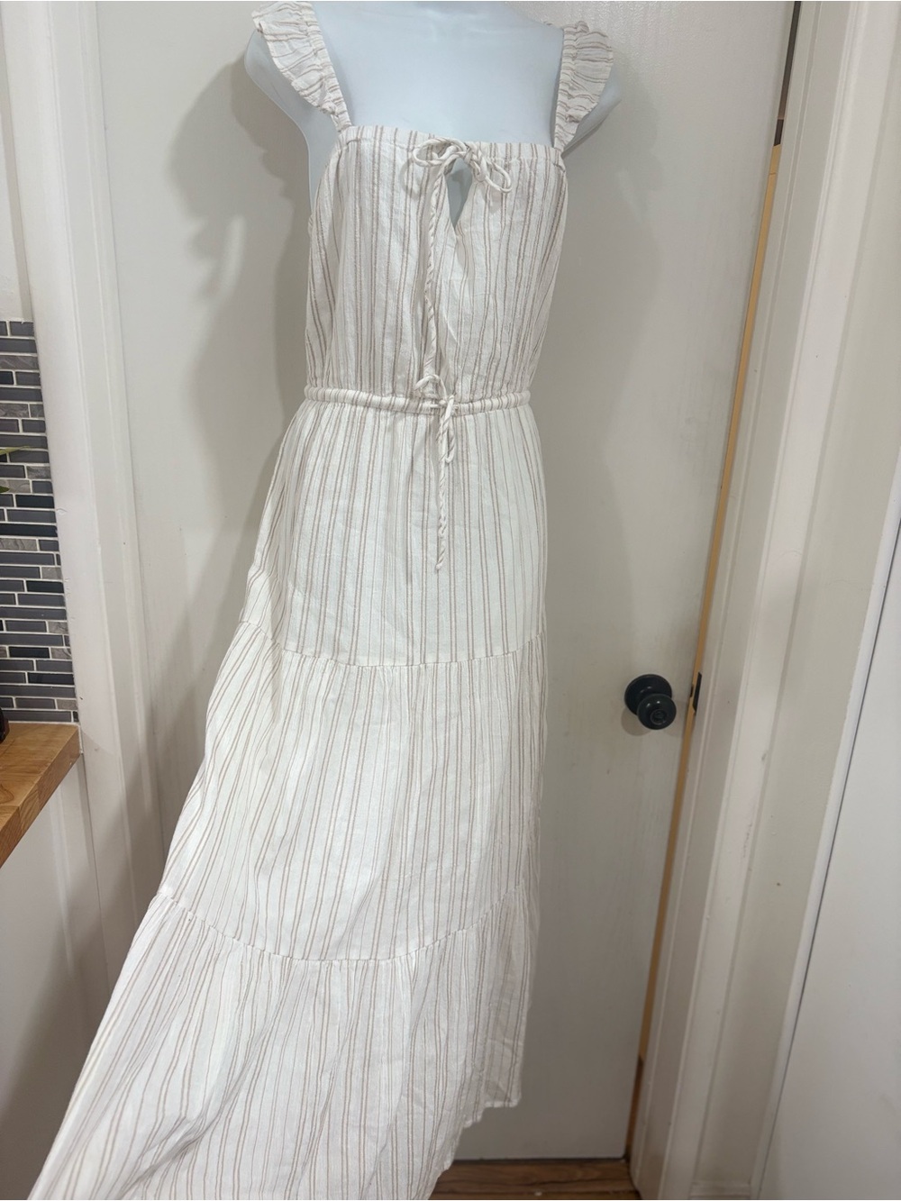 Z Supply Cream Maxi Dress with Tan Stripes